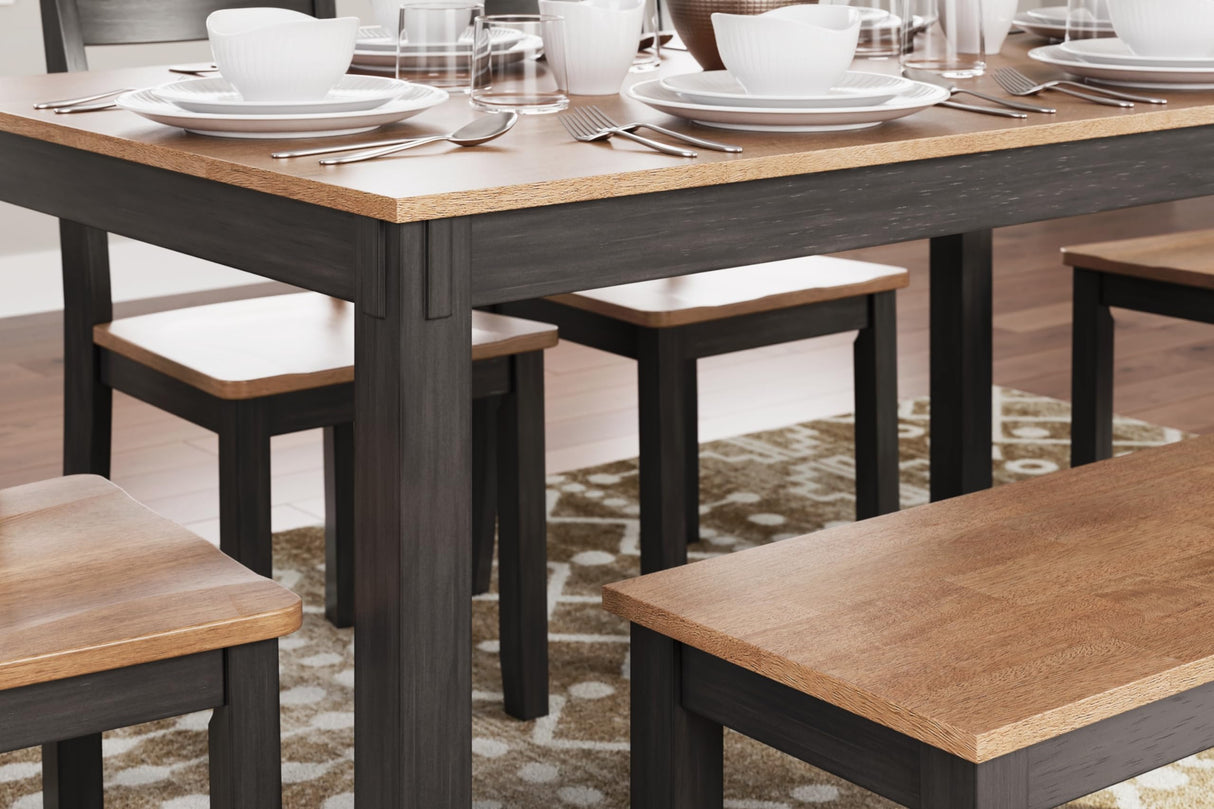 Ashley Gesthaven Casual Dining Table with 4 Chairs and Bench, Set of 6, Light Brown & Dark