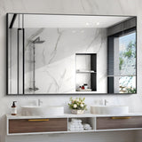 Black Bathroom Mirror, 48"X36" Rectangle Mirrors for Wall Metal Frame