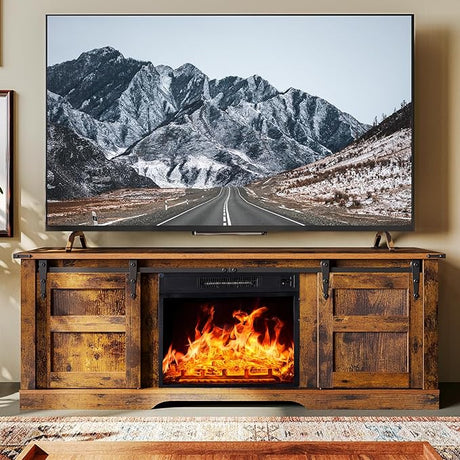 Fireplace TV Stand with 18” Electric Fireplace, 58” TV Console Stand