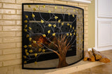 39x33 Fireplace Screen Tree of Life Curved Iron Rustic 1 Panel Fire Door