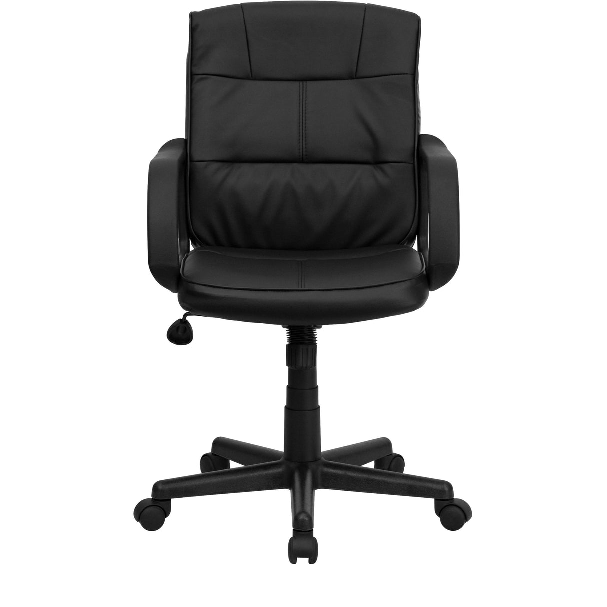 Rider Mid-Back Black LeatherSoft Swivel Task Office Chair with Arms