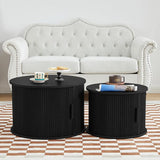 Coffee Table, Modern Round Coffee Table Set of 2 with Storage Compartment