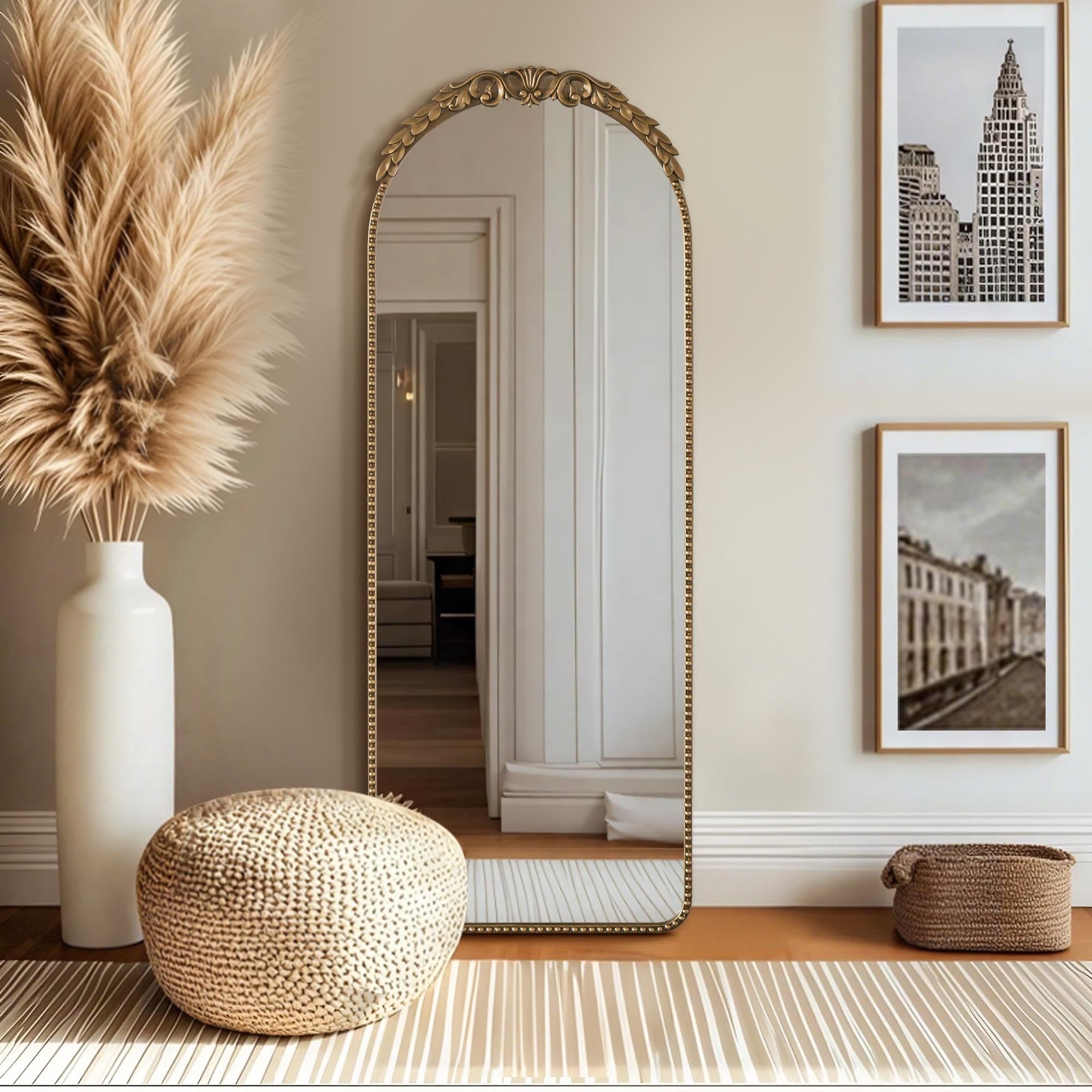 Gold Full Length Mirror 53x19 - Ornate Baroque Antique Floor Mirror