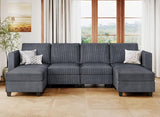 Modular Sectional Sleeper with Storage Ottoman Corduroy Sectional Couch with Chaise