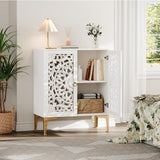 Accent Cabinet with Doors,Storage Cabinet with Gold Legs,Decorative Cabinet