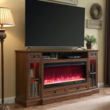 Fireplace TV Stand for 80 Inch TV, Farmhouse Entertainment Center with 42" Fireplace