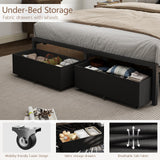 Full Size Upholstered Bed Frame with LED Lights & USB Charging