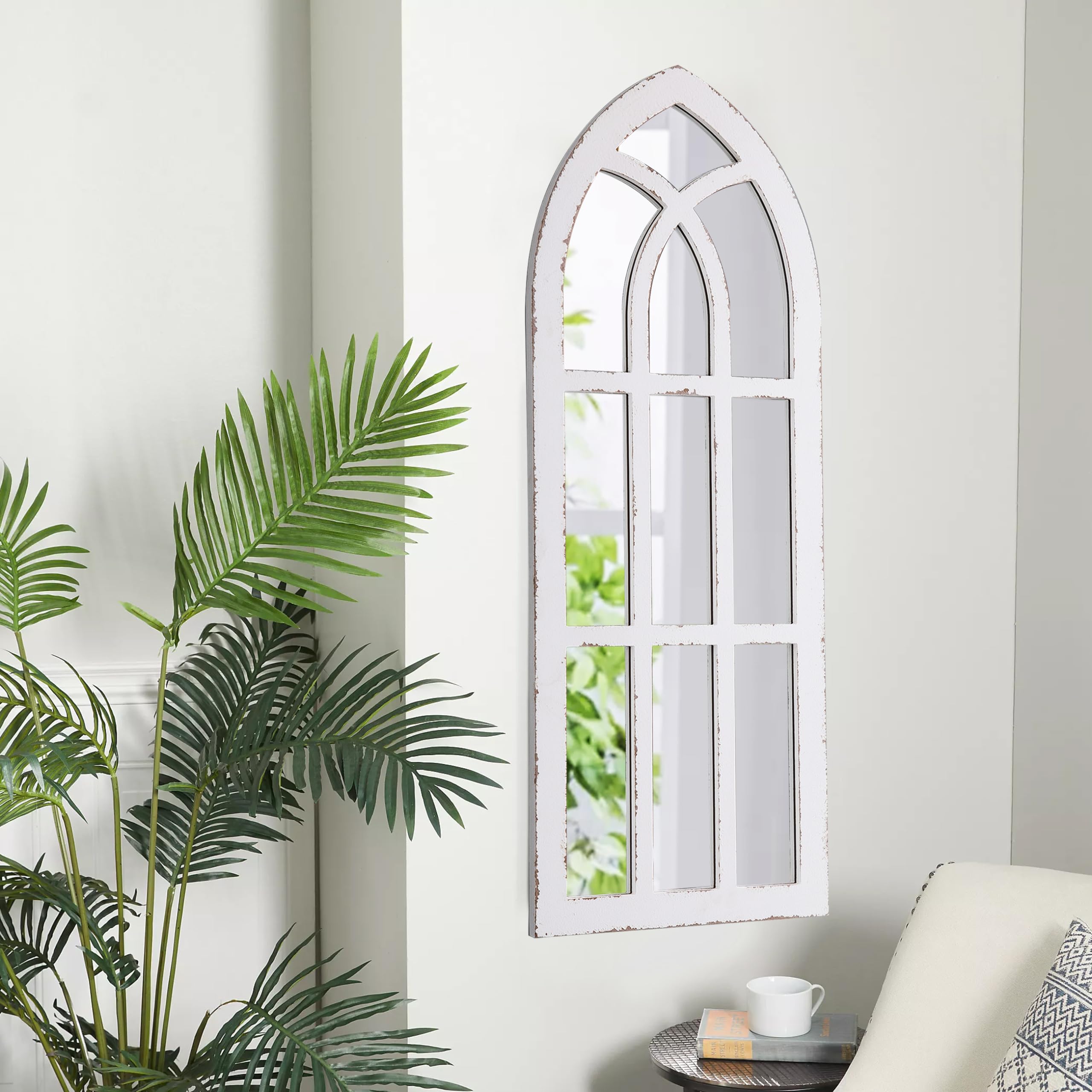 Rustic Long Arched Window Mirrors for Wall Decor