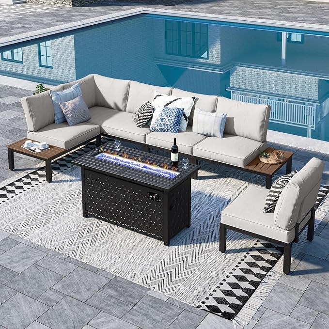 Outdoor Sectional Sofa 7 Piece Metal Outdoor Sectional Furniture Couch Patio