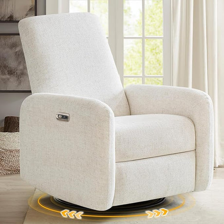 Power Recliner Chair, Swivel Rocker Recliner w/USB & Type-C Charging Ports, Chenille