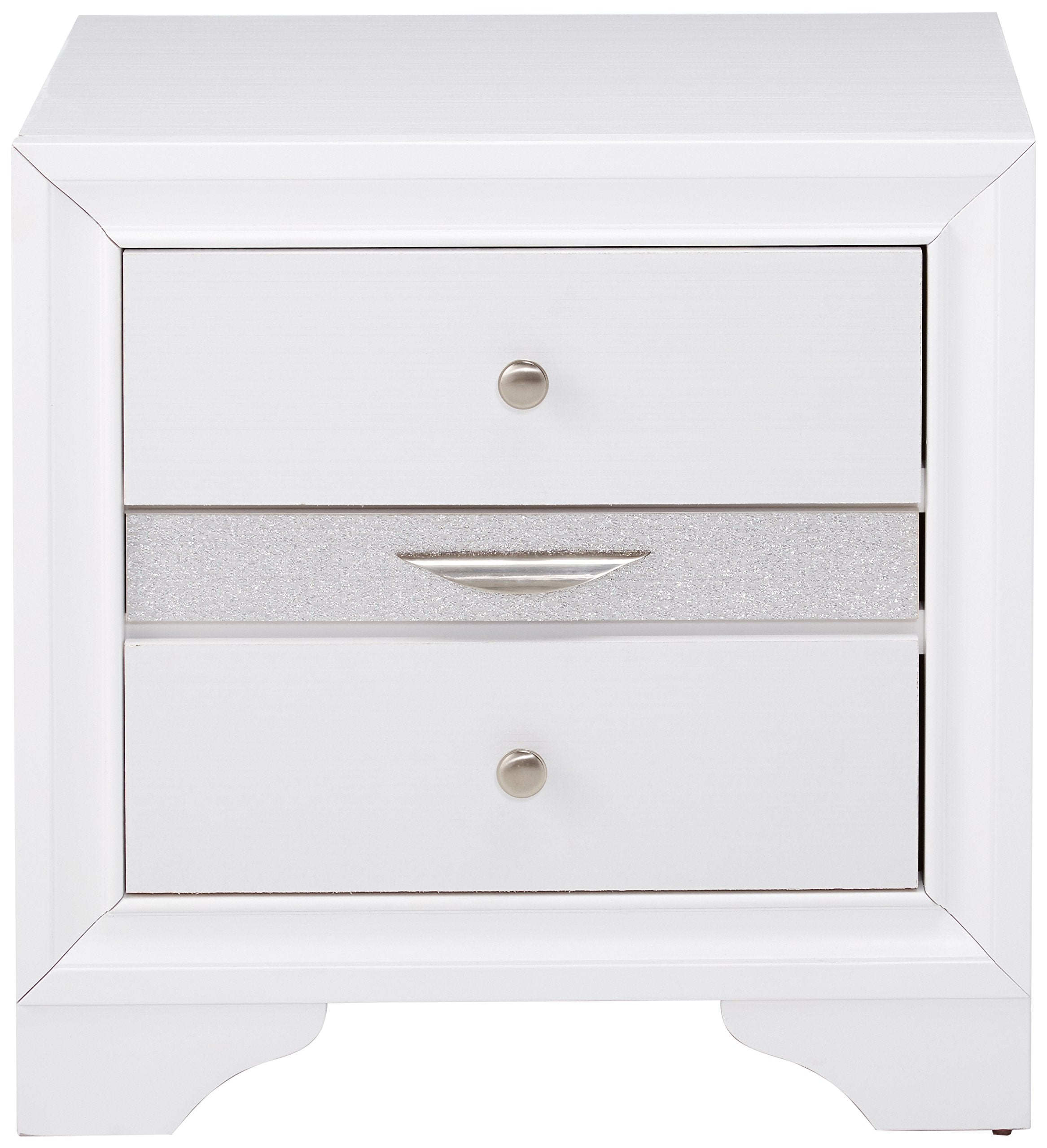 Naima Square Wood 3-Drawers Bedroom Nightstand in White