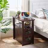 Farmhouse XXL End Table with Charging Station, Narrow Side Table