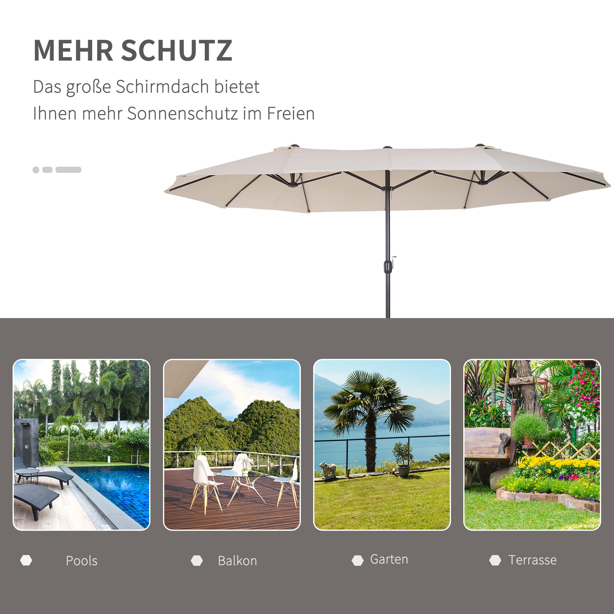 Extra Large 15ft Patio Umbrella, Double-Sided Outdoor Umbrella