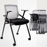 Conference Room Chairs, Folding Office Desk Chair with Lumbar Support and Sliding Armrest,