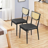 Dining Chairs，Rattan Dining Chairs Set of 6 Black Kitchen Dining Chairs