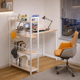 39.4" Small Computer L Shaped Desk with 4-Tier Bookshelf and 6 Hooks