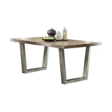 ACME Lazarus Dining Table - - Weathered Oak & Antique Silver