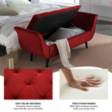 Velvet Storage Bench for Bedroom End of Bed, 65" Upholstered Rolled Armed Button Tufted Stool Bench,