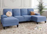 Sectional Sofa Couch, U-Shaped Sofa Couch with Double Chaise, 4-Seat Sleeper Sofa