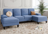 Sectional Sofa Couch, U-Shaped Sofa Couch with Double Chaise, 4-Seat Sleeper Sofa