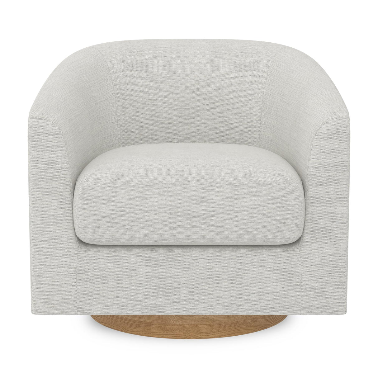 MUUEGM Swivel Accent Chair,Memory Foam Upholstered Barrel Sofa Chair, Linen Living Room Round Armchair Beige