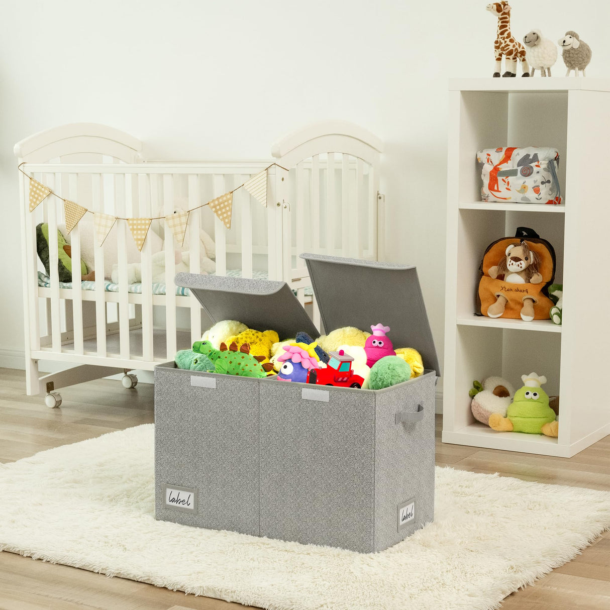 Toy Chest with Lids, Foldable Toy Storage Organizer with Handles, Stuffed Animal Storage