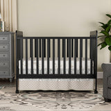 3-in-1 Convertible Crib Wood Full Size Toddler Bed with Locking Wheels