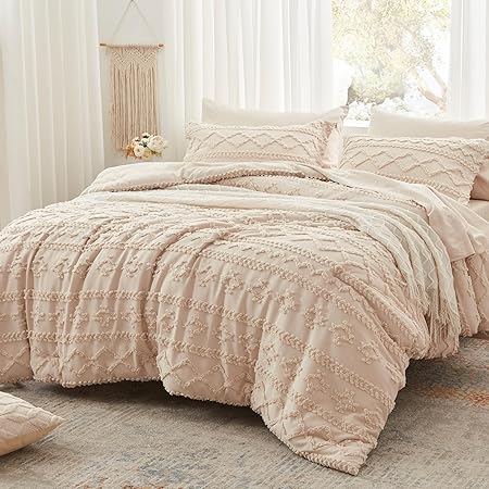 Queen Comforter Set, Burnt Orange Tufted Bed in a Bag