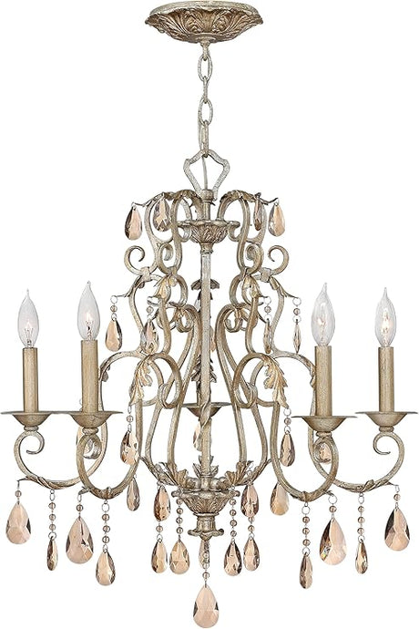 4775SL Crystal Accents Five Light Foyer from Carlton collection in Pwt, Nckl