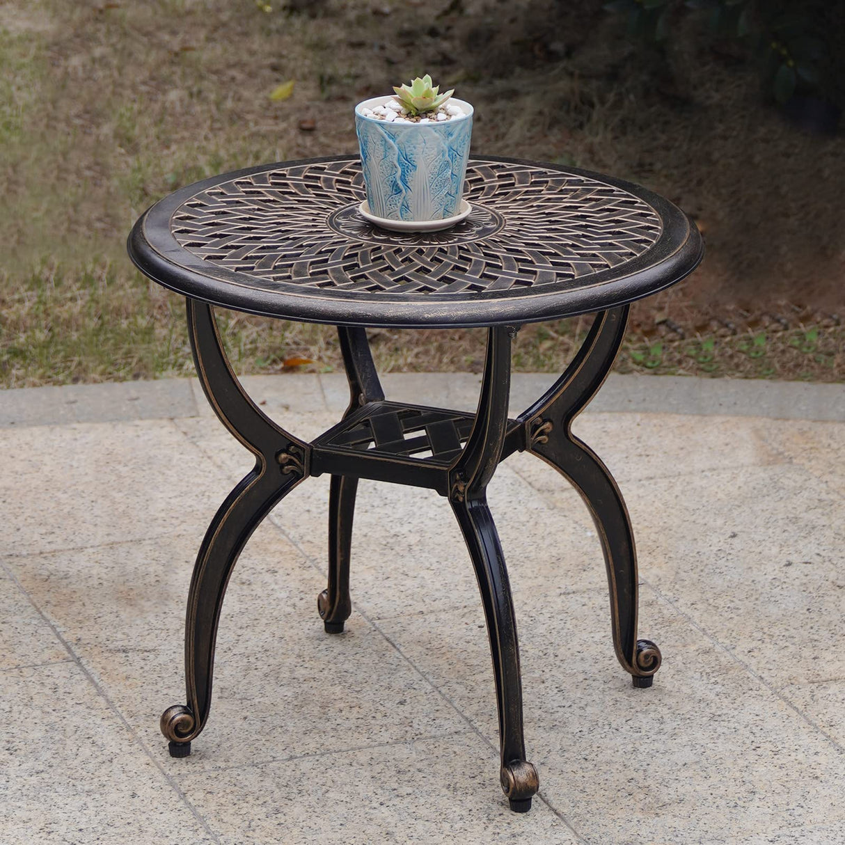 Outdoor Side Tables,Cast Aluminum Patio End Tables,Anti-Rust Coffee Table for Garden