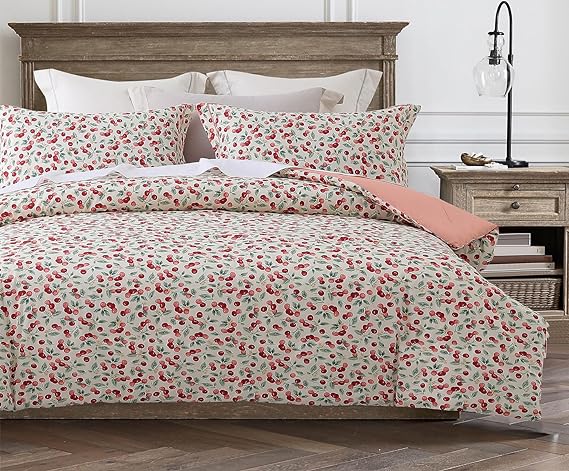 Comforter Queen Size, 600 Thread Count Cotton Blue Floral with Khaki