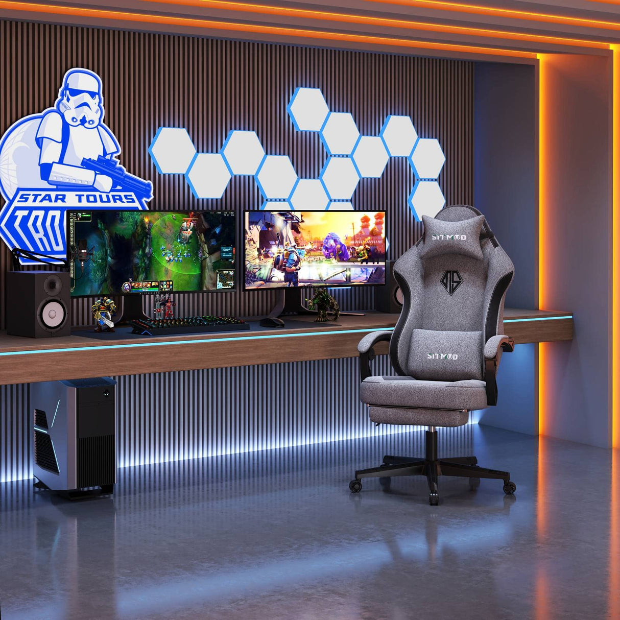 Gaming Chairs for Adults with Footrest-Computer Ergonomic Video Game