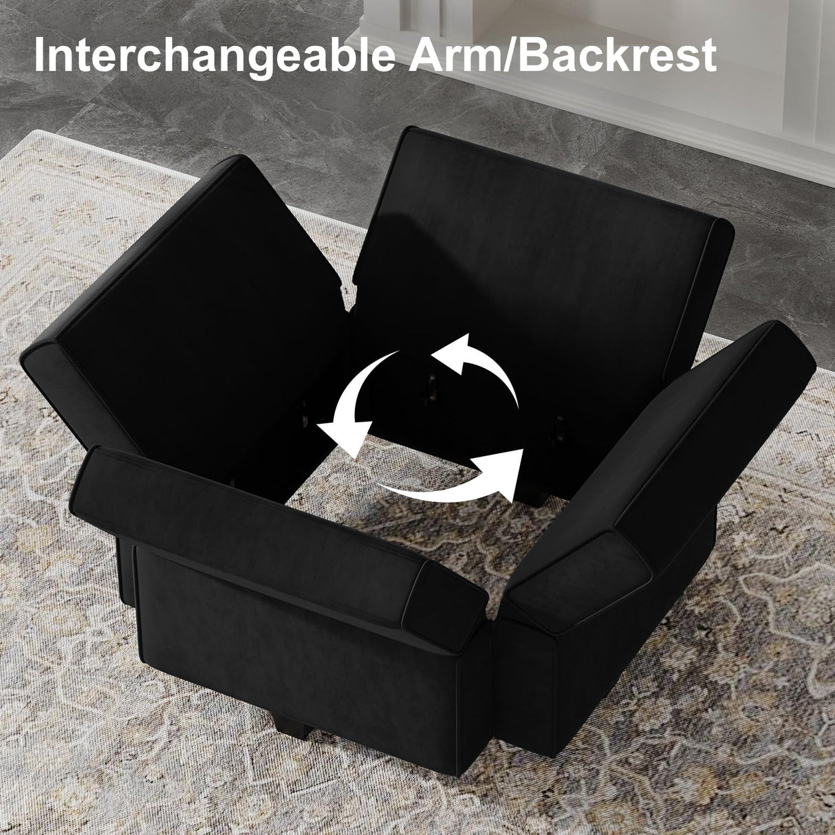 Modular Sectional Sofa with Reversible Chaise L Shaped Couch with Ottoman Modular