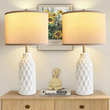 26.5" Ceramic Table Lamp Set of 2, Farmhouse Table Lamp for Living Room White Desk