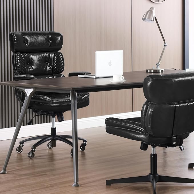 Executive Office Chair Retro Green Leather Office Chai