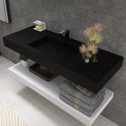 47"x19" Wall Mount Bathroom Vanity ，Bathroom Vanities with Sink Black Stone Resin