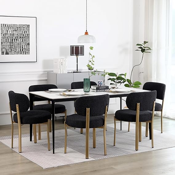 Black Dining Chairs Set of 2, Upholstered Modern Dining Room Chairs