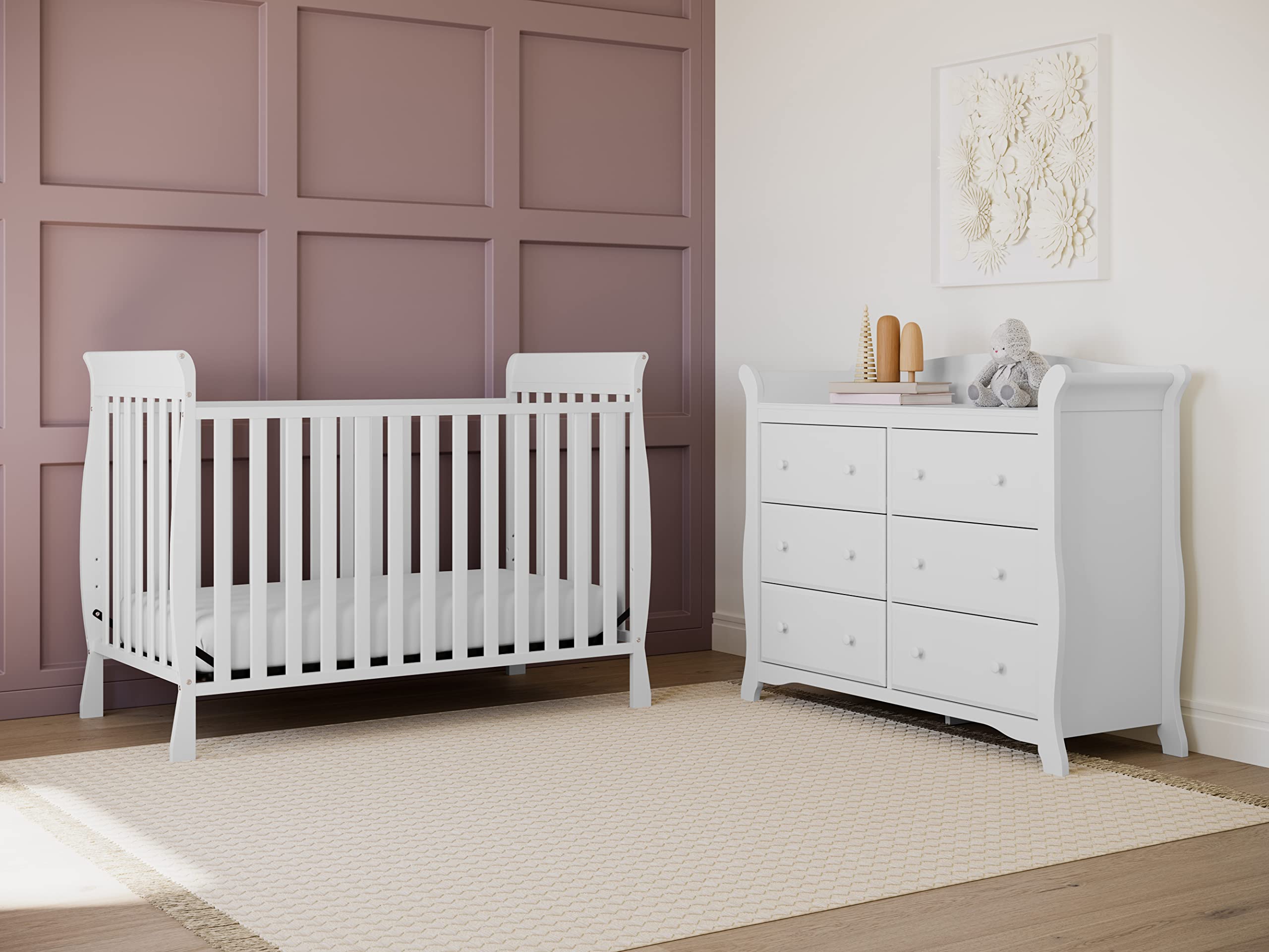 6 Drawer Double Dresser (White) – Dresser for Kids Bedroom, Nursery Dresser Organizer,