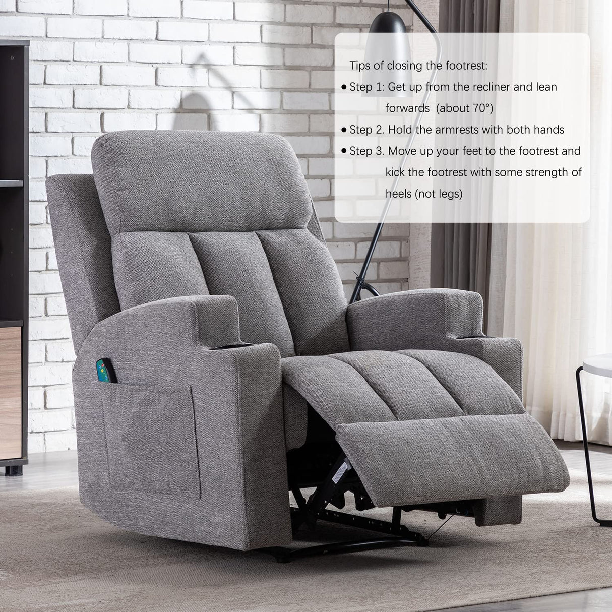 Home Manual Massage Recliner Chairs with Heat for Living Room, Overstuffed Breathable