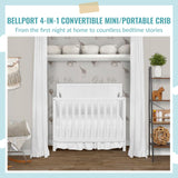 Bellport 4 in 1 Convertible Mini/Portable Crib In White, Non-Toxic Finish, Made