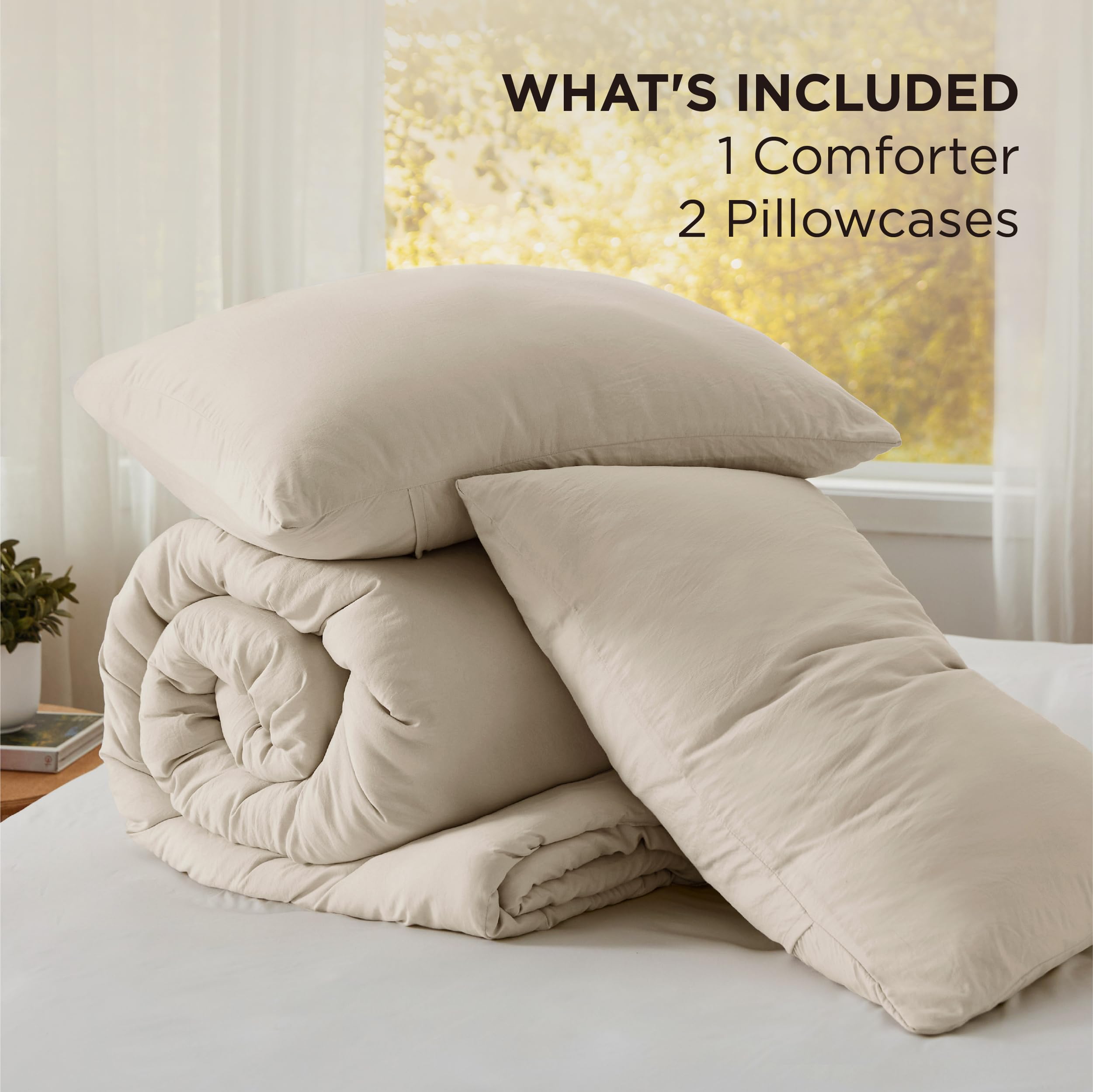 California King Comforter Set - Sand Prewashed 3-Piece Down Alternative Bedding