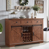 Farmhouse Buffet Cabinet with Storage, 54" Kitchen Wine Bar Cabinet w/Wine