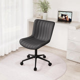 Black Ergonomic Home Office Desk Chair with Wheels Comfy Armless Criss Cross Chair