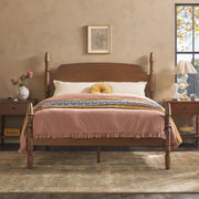 Traditional Wood Spindle Post Queen Bed Frame with Headboard