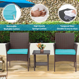 3 Piece Outdoor Furniture Set Patio Brown Wicker Chairs Furniture Bistro Conversation