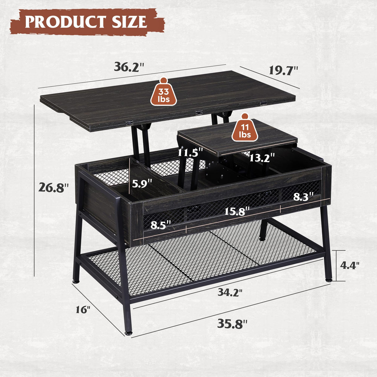 Coffee Table, Lift Top Coffee Table with Hidden Compartment