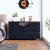 8 Dresser TV Stand with Power Outlet & LED for 55'' TV, Long Dresser for Bedroom