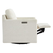 Swivel Accent Chair with Electric Footrests, FSC Certified Upholstered Living Room Sofa Chair with Power Motor, USB and Type-C Ports, Cream