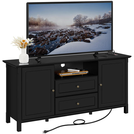 Black TV Stand with Drawers for TVs up to 65 Inch, Media Entertainment Center