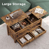 Coffee Table, 47.2" Lift Top Coffee Table with 2 Storage Drawers and Hidden Compartment